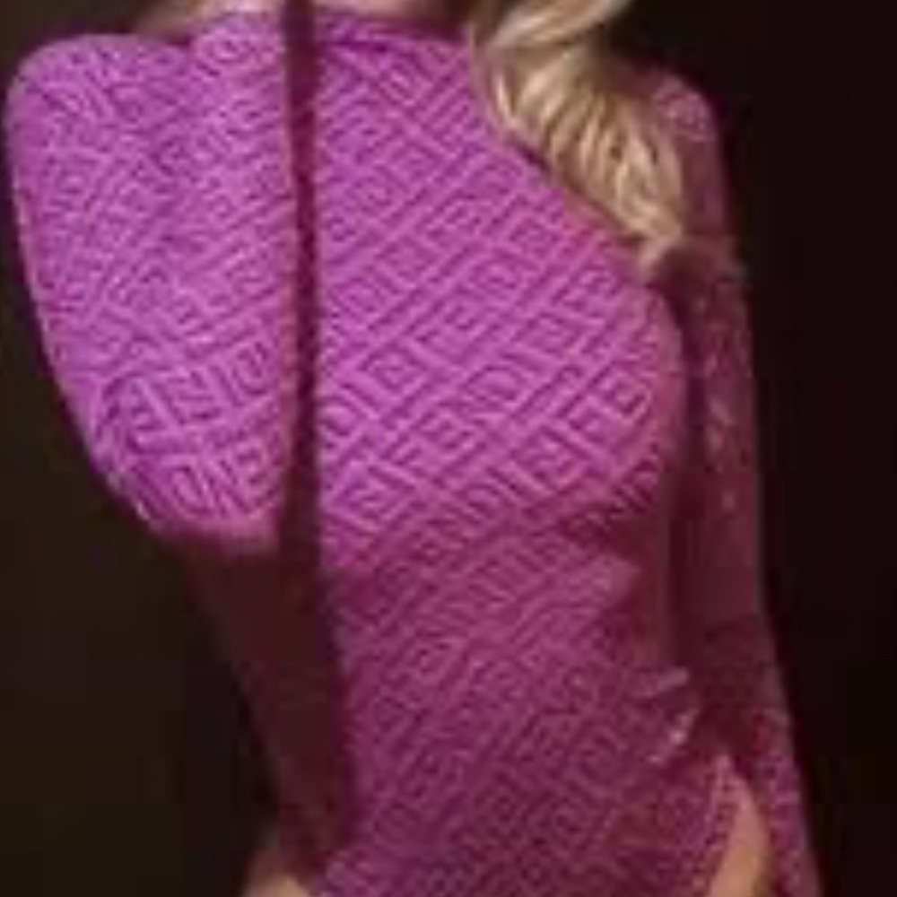 Fendi Skims Purple Logo Pattern Bodysuit
